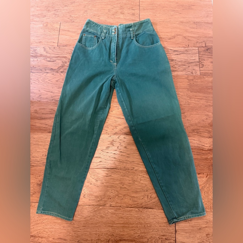 Vintage Lee Women's Straight Leg Jeans - Green 1970 1960 100% cotton